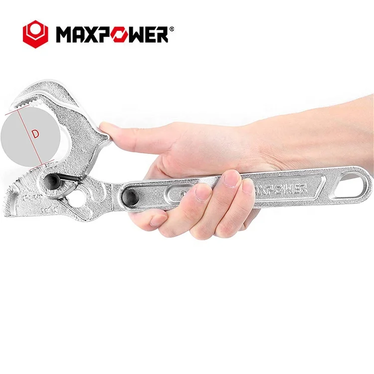 Maxpower Sliver One-hand Adjustable Plumbing Wrench 12 inch Sliver Self-adjusting Pipe Wrench
