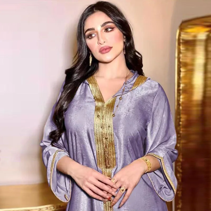 Premium Hoody Abaya Moroccan Dresses Embroidered Winter Dubai Velvet Abaya Women Muslim Dress