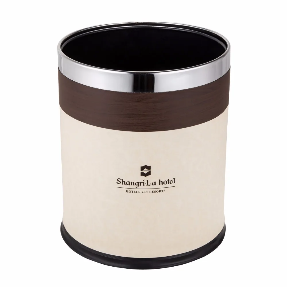 luxury leather Hotel dustbin manufacturer for hospitality guestroom kitchen diaper trash can waste waste bins