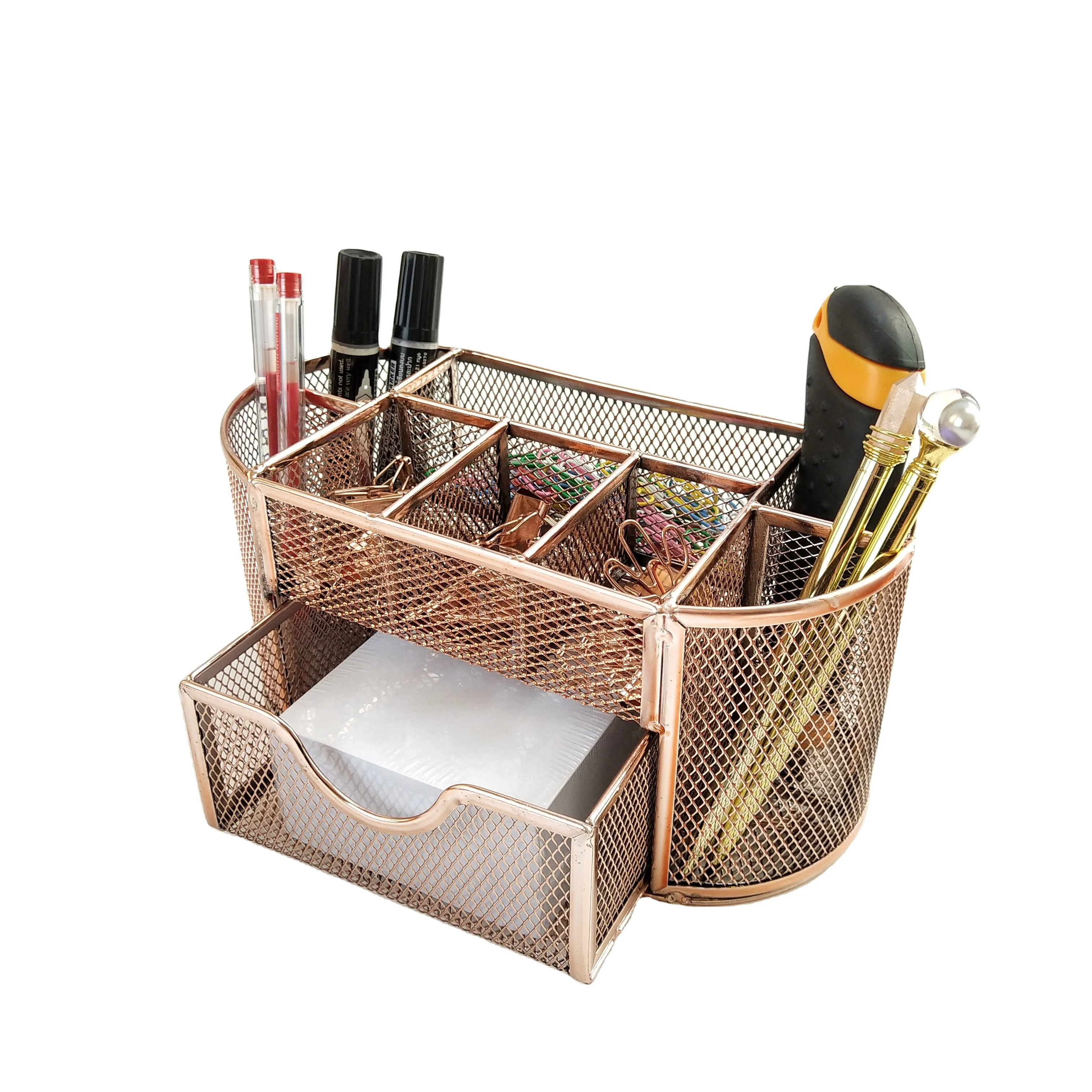 School Supplies Caddy Container Stationery Desk Organizer Pencil Clips Storage Holders Multifunctional 9 Compartment Pen Holder