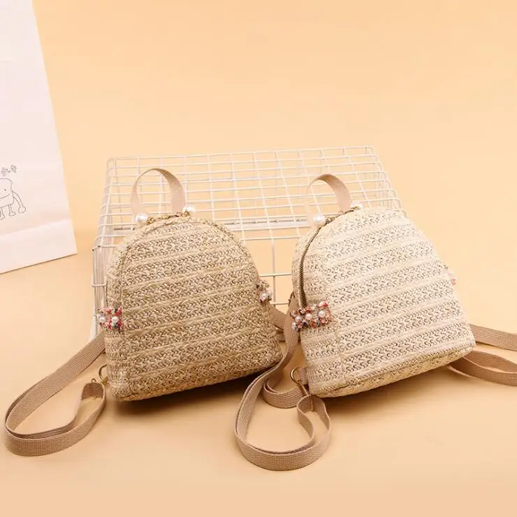 2020 New Weave Shoulder Bag Fashionable straw plaited article schoolbag Leisure outdoor travel backpack