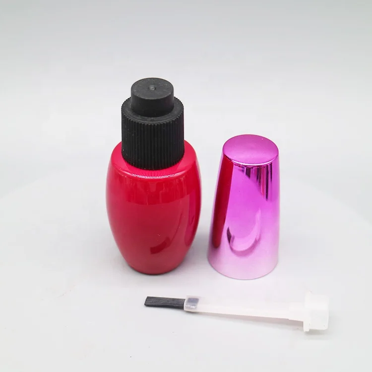 Fancy design 8ml Empty red Varnish nail gel polish bottle nail polish glass bottle manufacturer with black cap brush