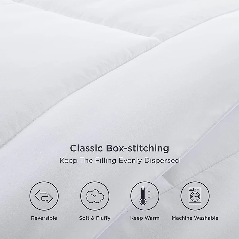 Reversible Down Alternative Quilted Duvet Insert with Corner Tabs Machine Washable All Season Comforter For Luxury Hotel