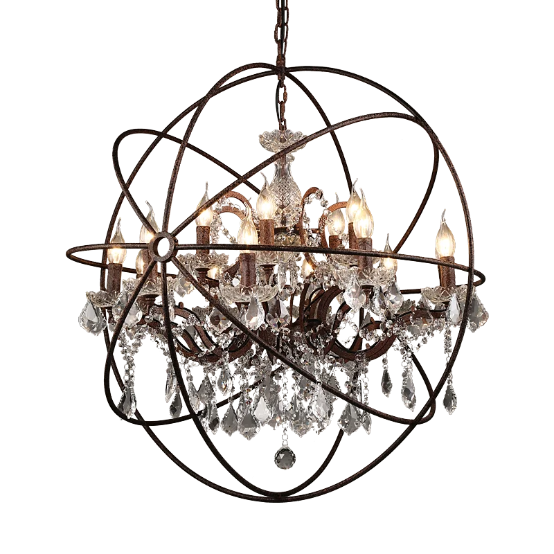 Simig освещение винтажные ржавые цвет колонка из кованого железа люстра, подвесной светильник в металлическом каркасе с украшением в виде кристаллов для ресторана