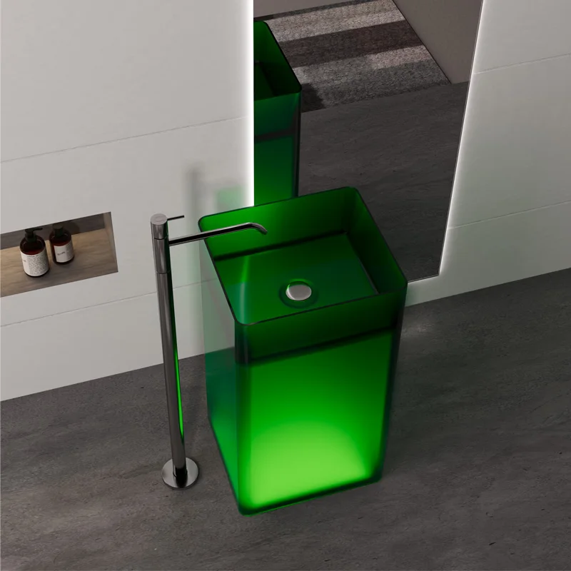 Good Quality Freestanding Bathroom Sinks Transparent Wash Basin Resin Material for Home Washroom