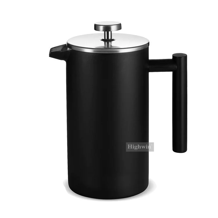 HIGHWIN Factory Wholesale French Press Matt Black Stainless Steel Double Wall Coffee Maker French Press