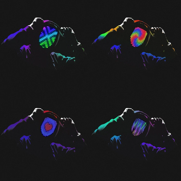 Wholesale Fashionable Full Face LED Light Glowing Mask Halloween Cosplay Party Rechargeable WiFi Gesture Sensor Mask Masquerade