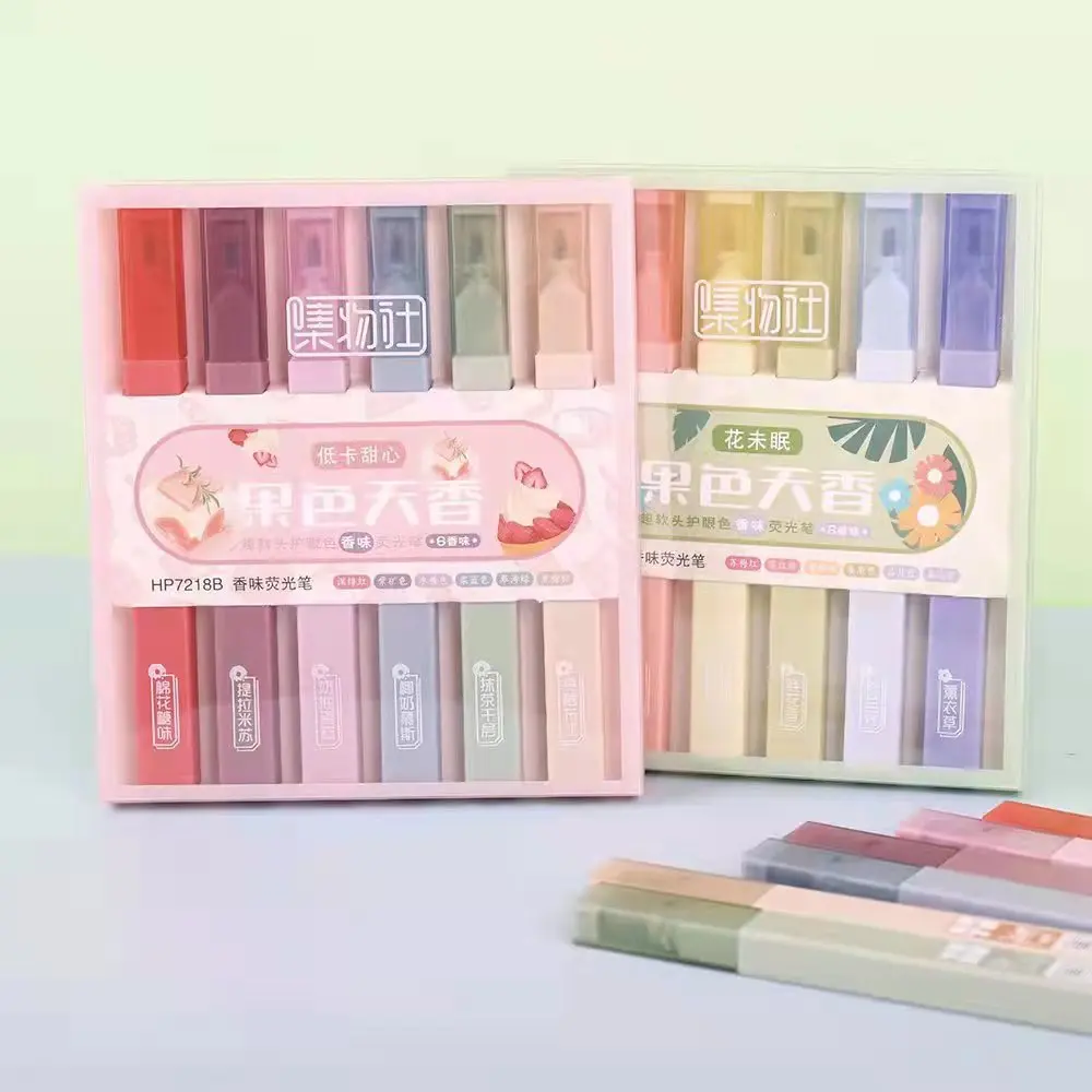 Suppliers Custom New Design Premium Fluorescent Rainbow Color Dual tip pastel Markers and Square Highlighters Pen