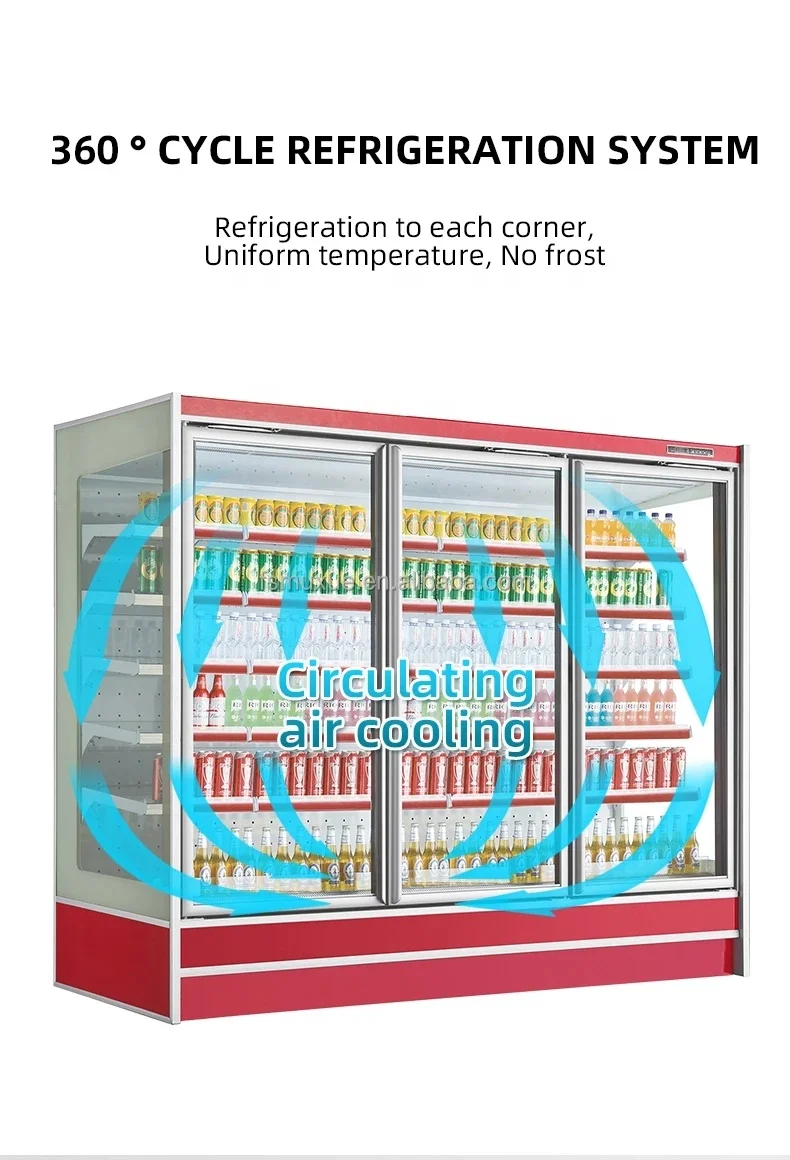 Remote compressor Stand glass door Open Display Chiller / Drink Refrigeration Equipment for Supermarket