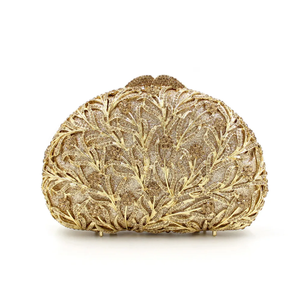 2024 Hot Sale Dendritic Metal Crystal Hollow Colorful Diamond-Studded Handbag Women Evening Bag