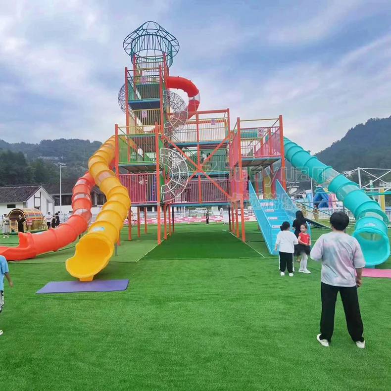 Manufacturer Supply Large Commercial Tube Slide Climbing Castle Multi-Function Outdoor Children Playground Equipment