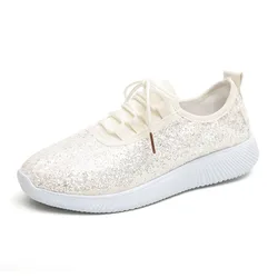 Оптовая продажа, персонализированные женские кроссовки с блестками, повседневная спортивная обувь