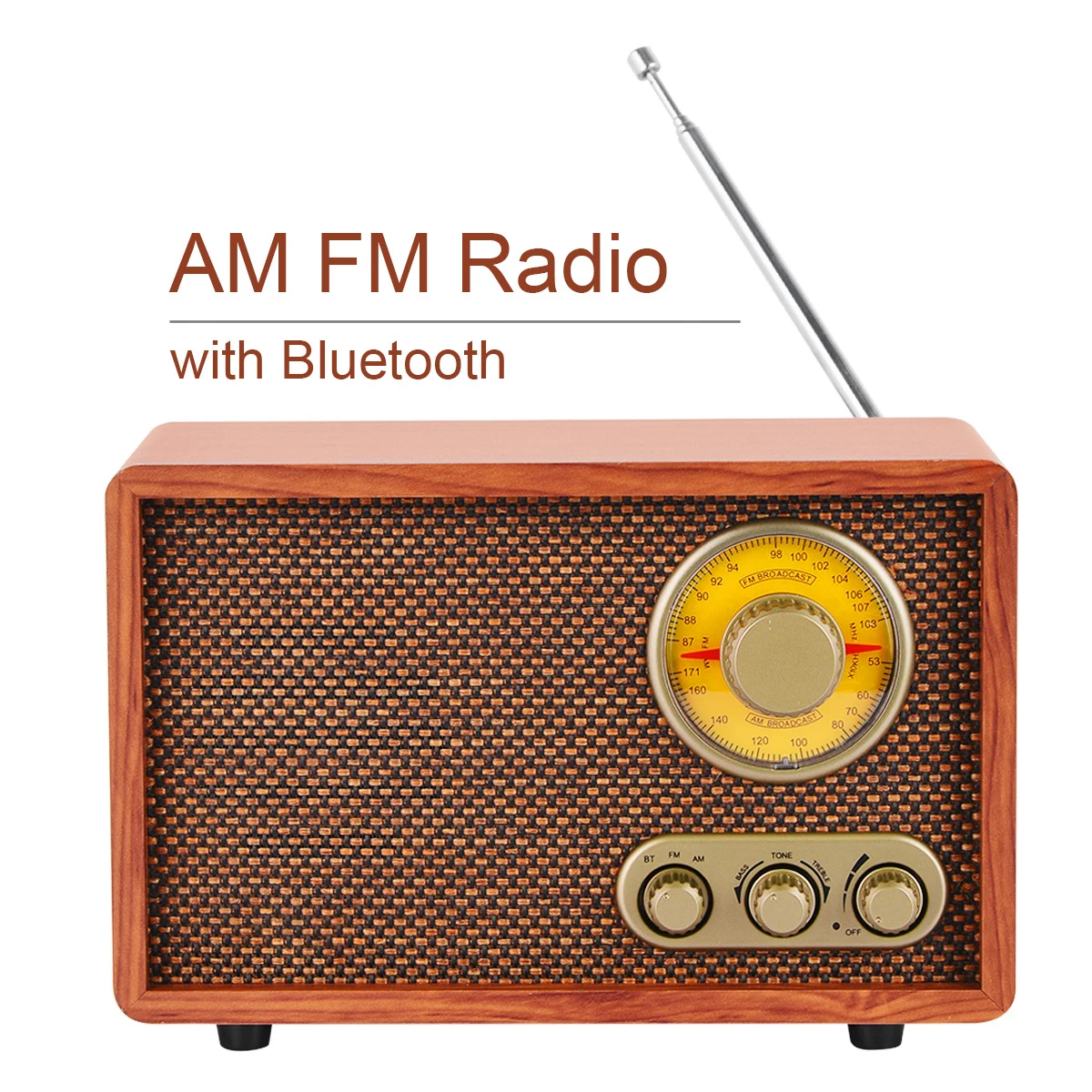 Factory Price Bluetooth AM FM Radio With Built In Speakers Retro Antique Wooden Cabinet Portable Radio Home