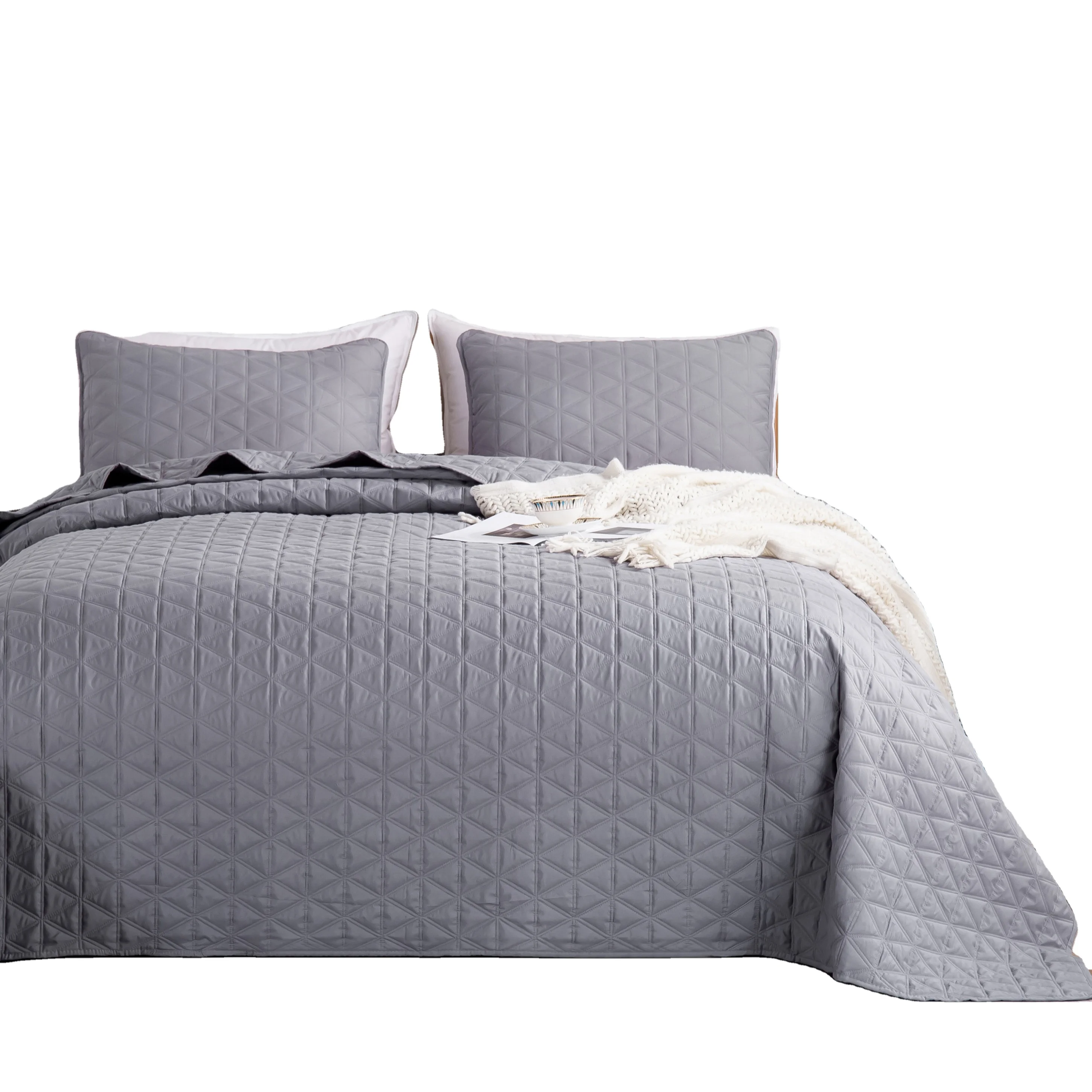 Ultrasonic quilting grey Comforters Bedding Quilt Bedspread quilts