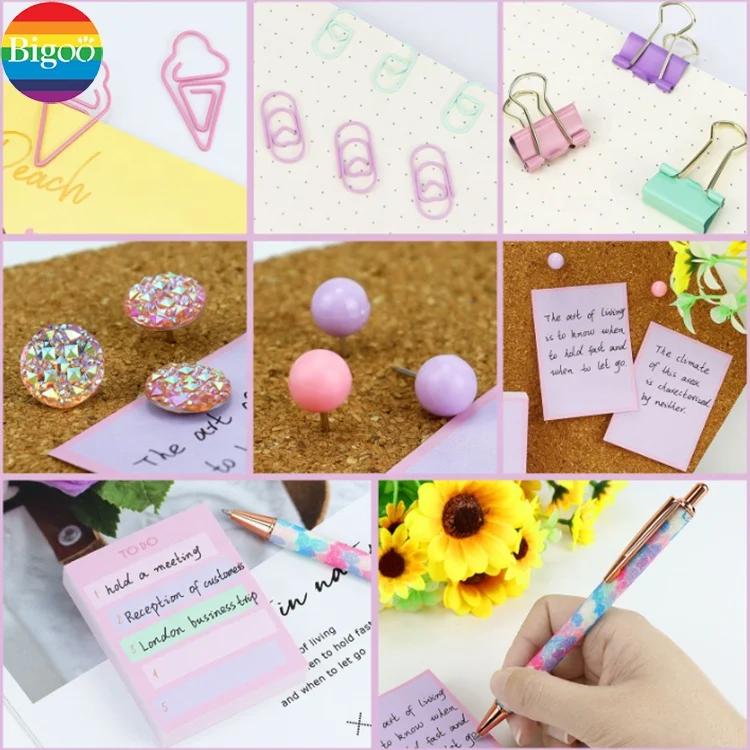 Fancy customized stationery set with notepads binder clips in gift box for school office supplies