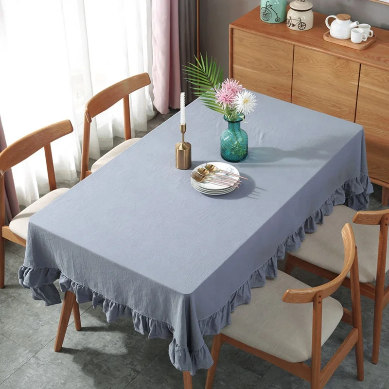 Custom Natural 55% Linen 45%cotton Napkin Flax Table Linen Ruffle Dinner tablecloth/table Runner Napkins