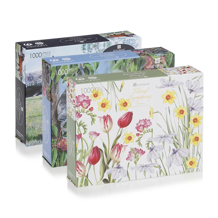 Factory Custom Cardboard Gift Luxury Adult Game 1000 Pieces Jigsaw Puzzle In Book Shape Box