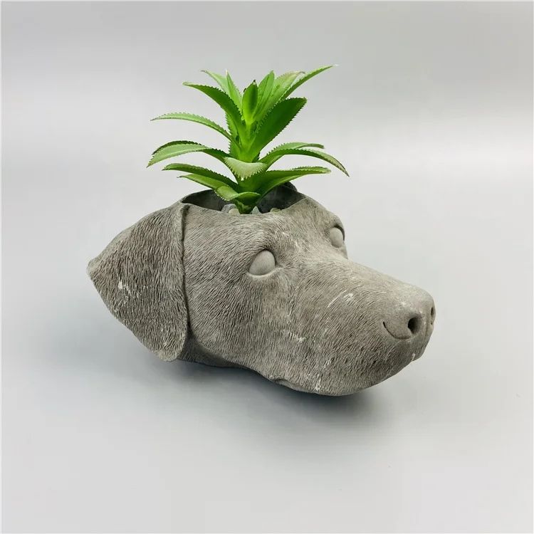 
High Quality Wholesale Home Decoration Animal Shape Hand Carved Cement Flower Pot 