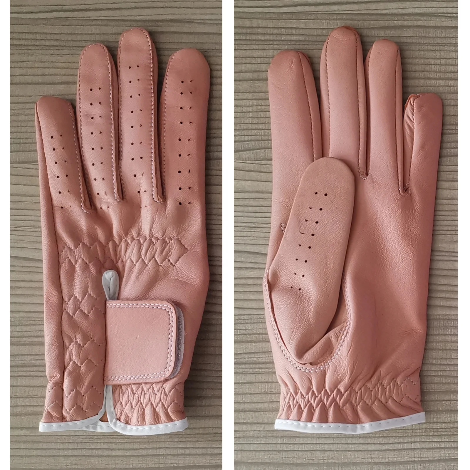 2024 Soft Full Light Yellow Indonesia PU Leather Golf Glove Custom Logo High Quality OEM