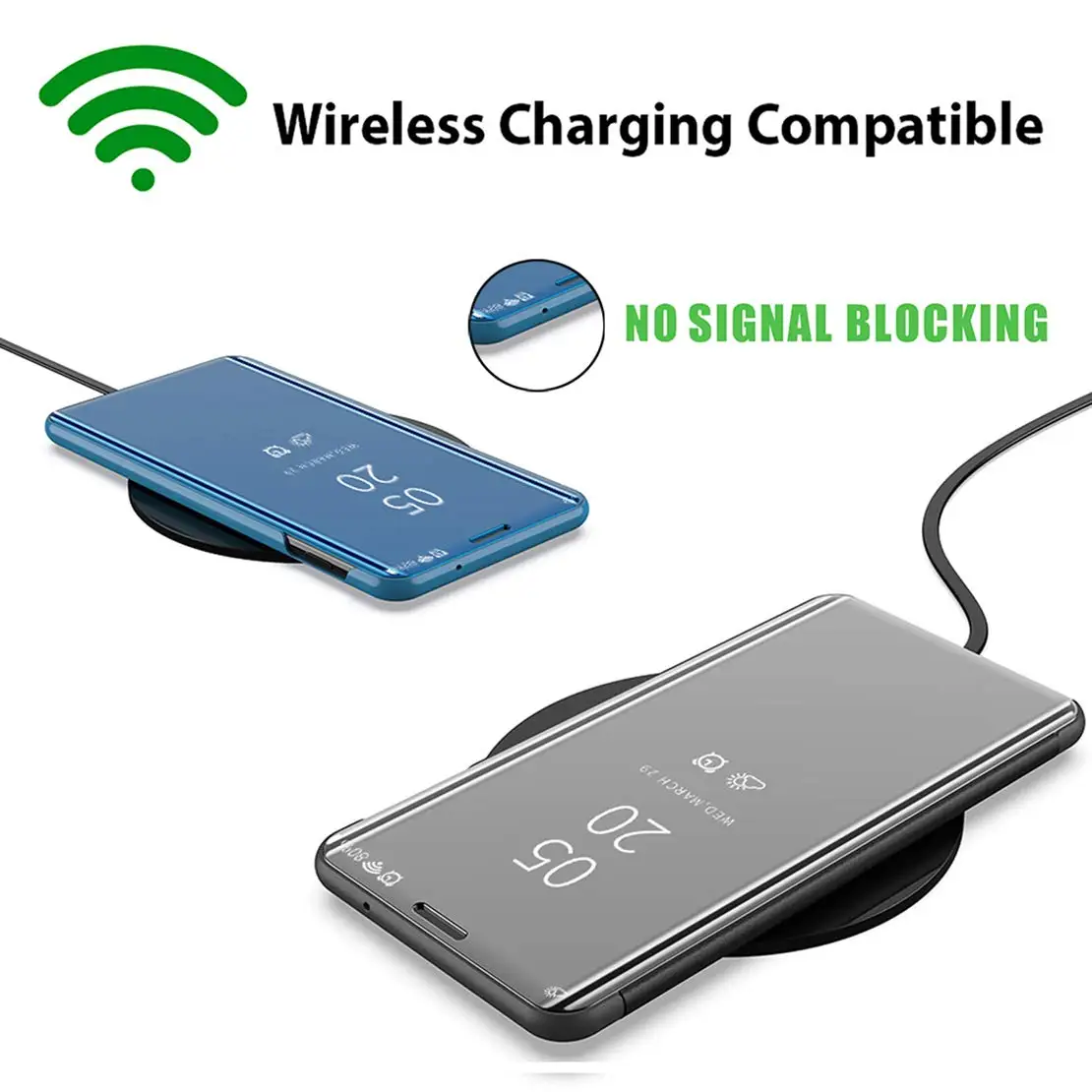 Shemax Smart Mirror Stand Case for Samsung Galaxy M31, Electroplate Clear View Flip Hard Back Cover for Samsung M31