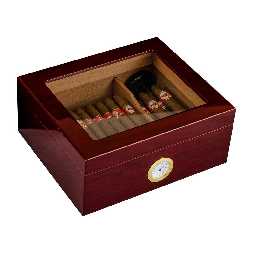 Partition Storage Wooden Cigar Humidors Box With Clear Window