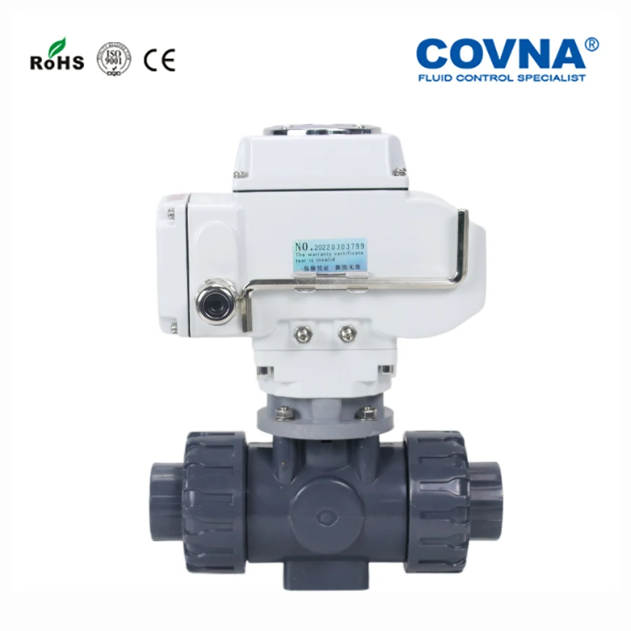 Covna HK60Q-P-T True Union 3 варианта ПВХ Электрический шаровой клапан электрический