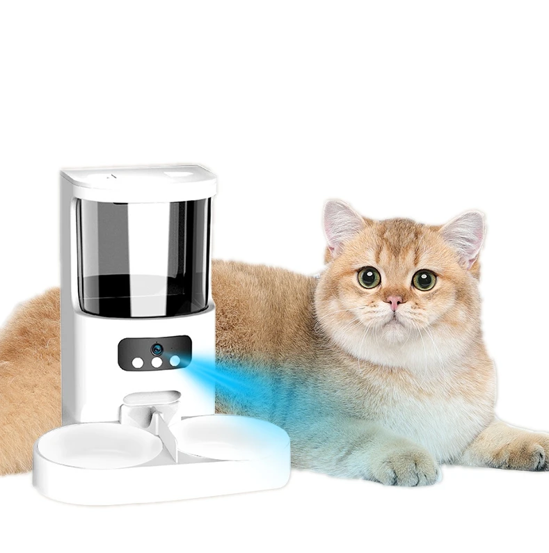 Wholesale Smart App Pet Feeder Cat And Dog Food Double Bowl Interactive Dispenser With Camer Wifi Automatic Smart Pet Feeder
