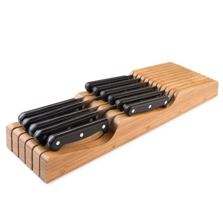 Kitchen Bamboo Knife Block Holds 12 Knives Drawer Organizer and Drawer Holder