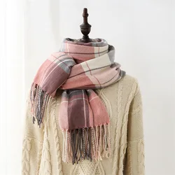 Super soft lambswool cashmere scarf classic check plaid wool scarf fluffy cheap winter scarf