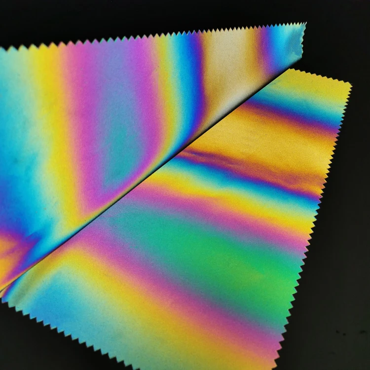 Best Sell Glitter Rainbow Fashion Fluorescent Retro Reflective Jacket Silver Fabric High Light Reflective jacket fabric