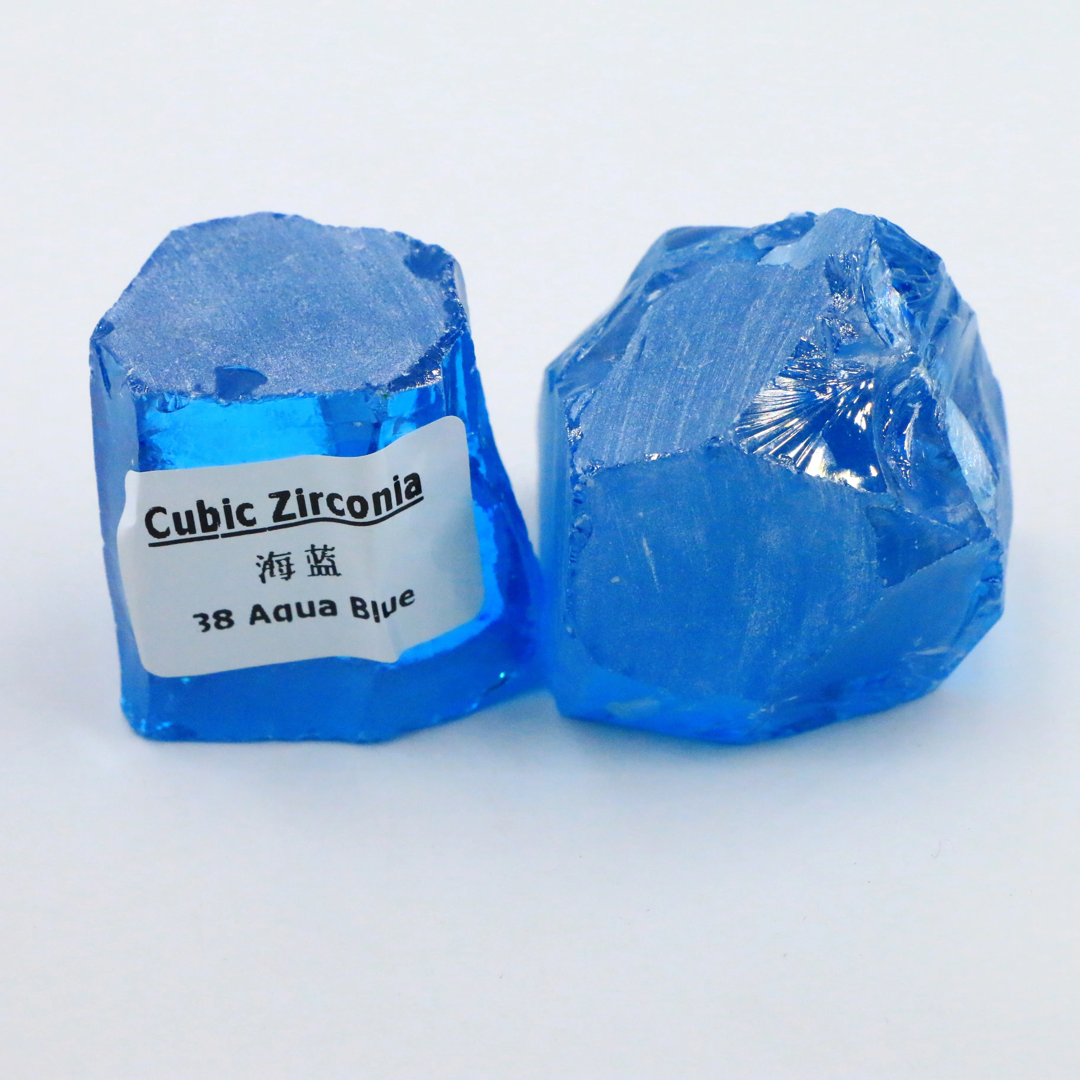 China Factory Price Uncut Rough Cubic Zirconia Aqua Blue CZ Raw Material