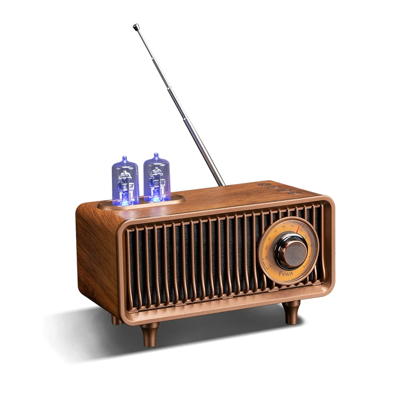 Retro Bluetooth Speaker Radio, Walnut Wood Vintage Rotary FM Radio with U Disk/TF Card/Aux Music Player Elegant & Vintage Decor