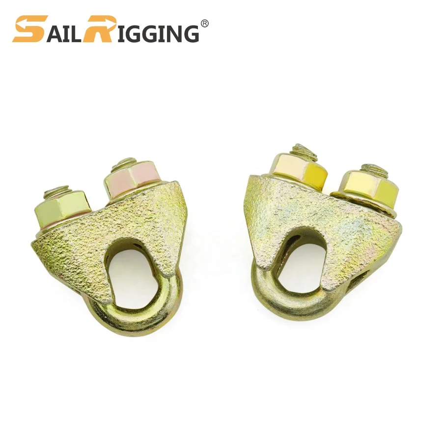 Wire Rope Clips DIN1142 Yellow Galvanized Wire Rope Clip Malleable Steel Cable Clamp