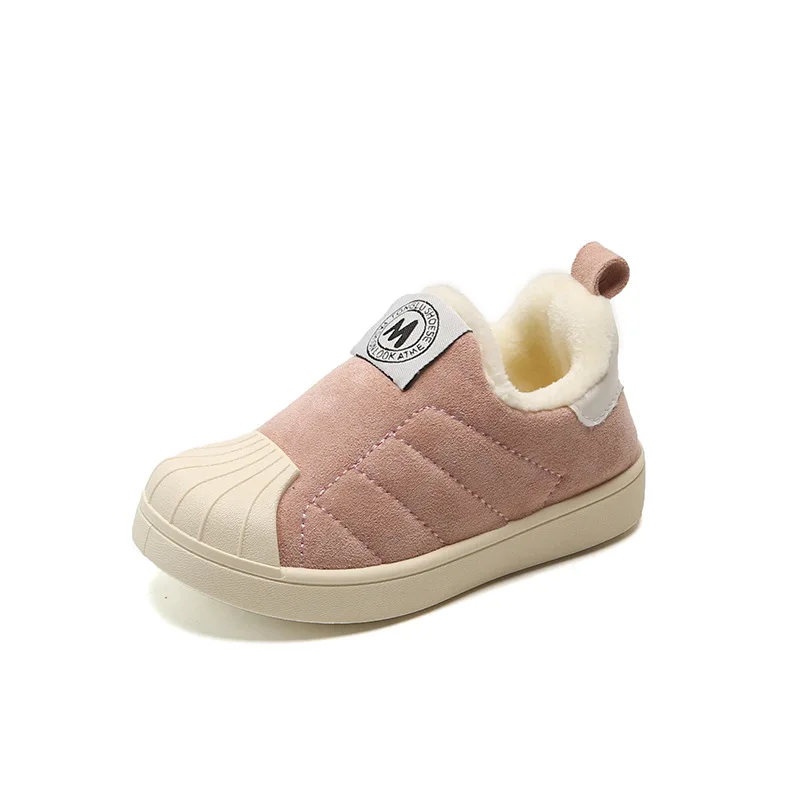 Детская обувь с хлопковой подкладкой, зимняя стильная теплая Повседневная обувь с мягкой подошвой и мягкой подошвой для мальчиков и девочек