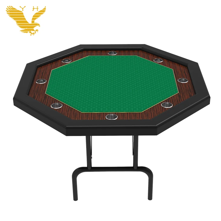 YH Wholesale Octagon Shaped Strong Folding Legs Gambling Poker Card Table With Felt Mat