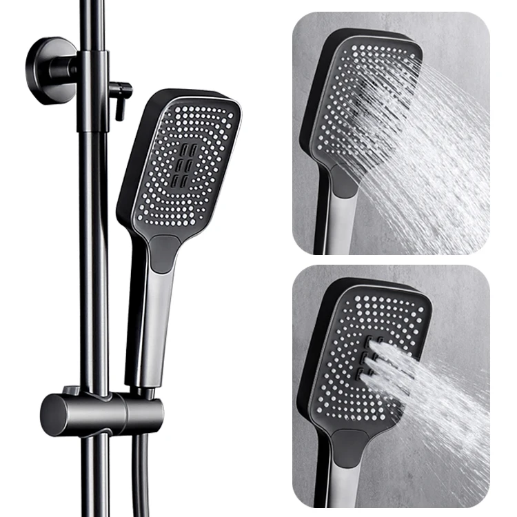 Wall mounted 3 functions single handle shower set  luxury brass in-wall bathroom faucet set with shower