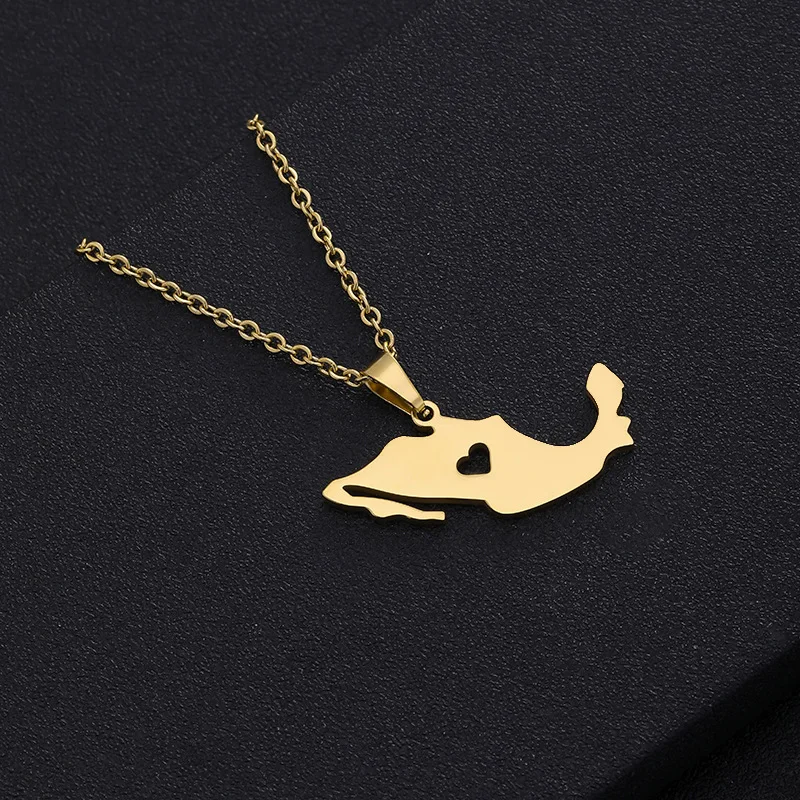 Stainless Steel Mexico Map Pendant Necklace Gold Color Mexican Jewelry Maps Mexicanos