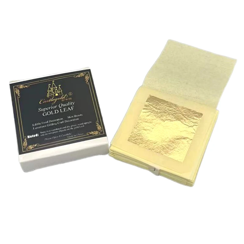 4.33 X 4.33 cm 24 K 99% Genuine Edible Real Healthy and Luxury Gold for Wine and Coffee Decoration Edible Gold Leaf Foil Sheets