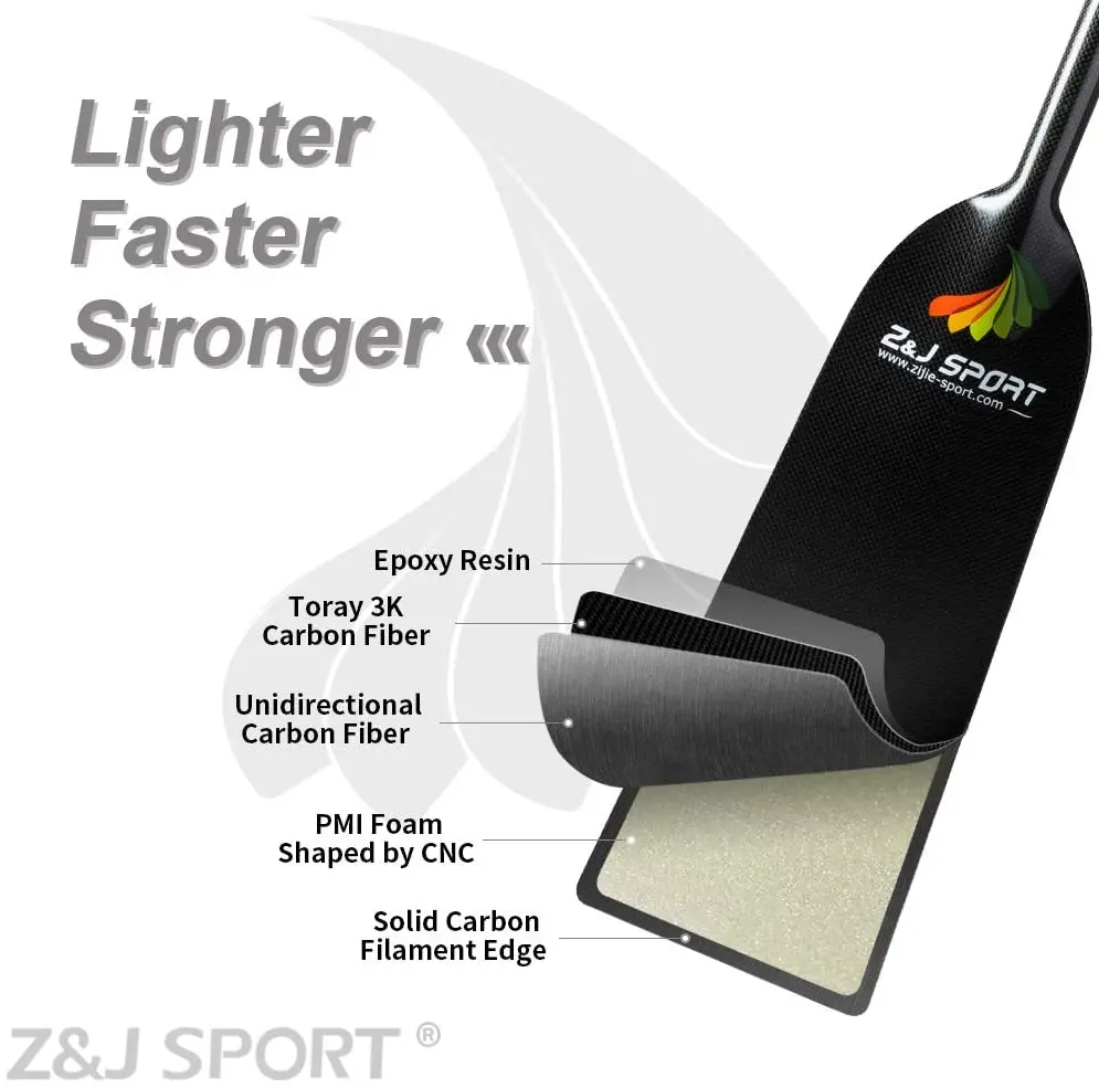 Z&J SPORT New Type IDBF Approved One-Piece Carbon Dragon Boat Paddle With 3 Handle Option in Length of 46-52INCH