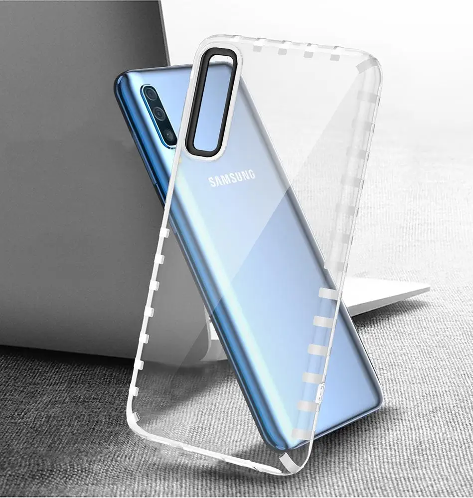 Striped Design Crystal Clear Soft TPU Bumper Mobile Phone Case for Samsung Galaxy A50 A70