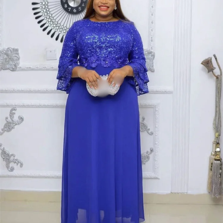 Plus Size African Party Dresses for Women 2022 New Fashion Dashiki Ankara Lace Wedding Gowns Elegant Turkey Muslim Maxi Dress