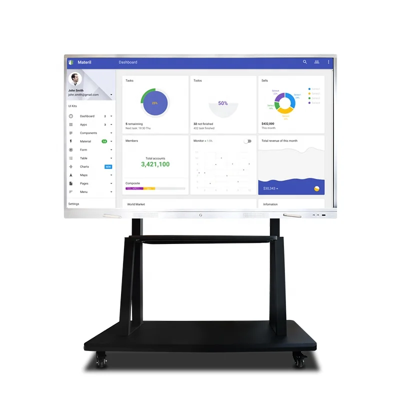 Usingwin 75 'цифровая многосенсорная интерактивная электронная доска для конференц-зала школы с мультимедийным воспроизведением