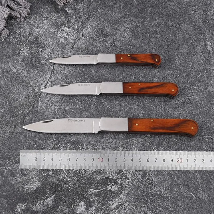 Strong Folding Knife with Fine Polishing Wooden Handle in Series Sizes for Daily Use, Office & Outdoor