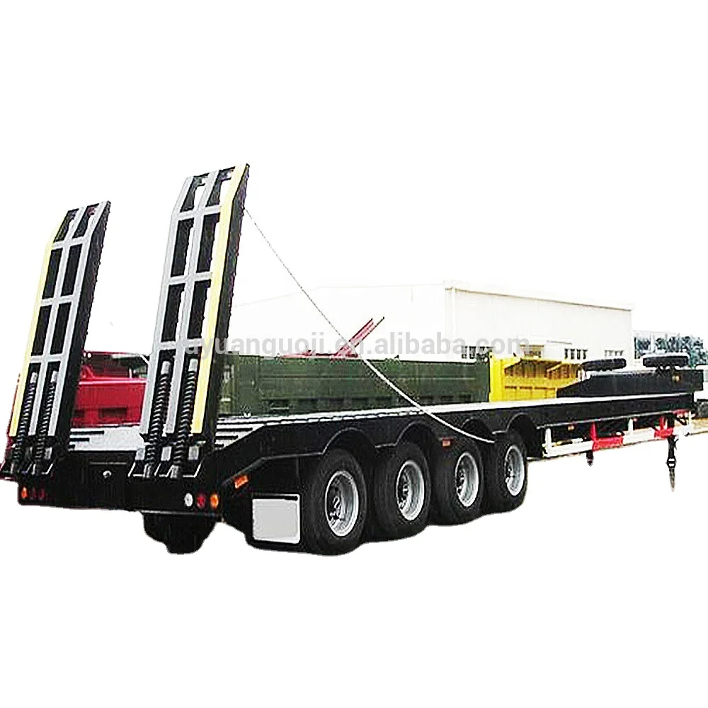 4 axles low bed truck trailer/50-80tons low flat bed semi trailer China brand 40tons 60 tons lowbed trailer