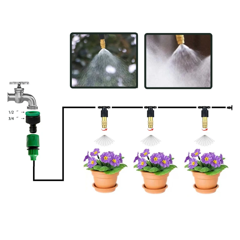 10-30m Garden Misting System 8/11MM PVC Hose Low Pressure Misting Cooling System for Garden Irrigation Plant Watering