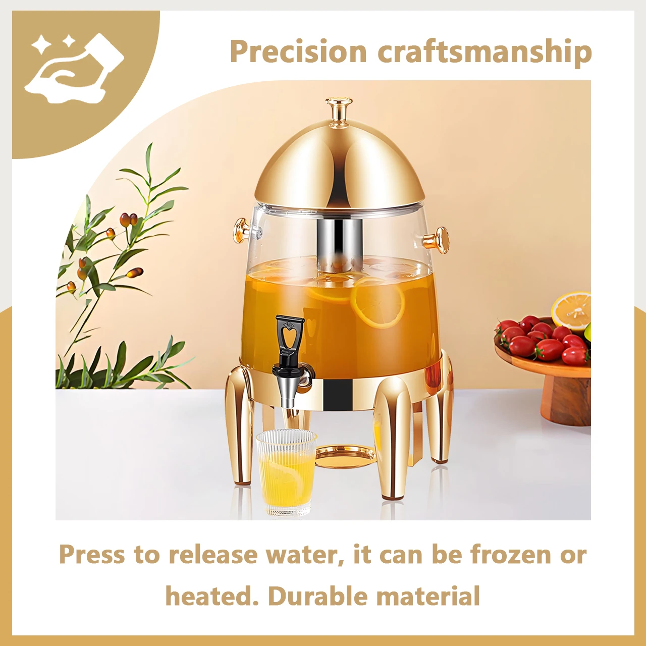 YITIAN Juice Container Stainless Steel  Plastic Juice Dispenser with Spigot Ice Container Keep Cold For Home Hotel Restaurant