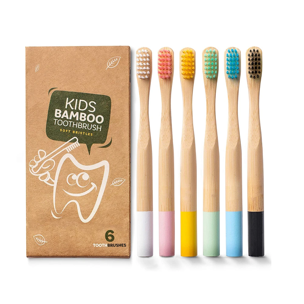 Kids Bamboo Toothbrushes Soft Bristle Toothbrush for Kids Eco Friendly Toddler Tooth Brush Biodegradable Wooden Toothbrush