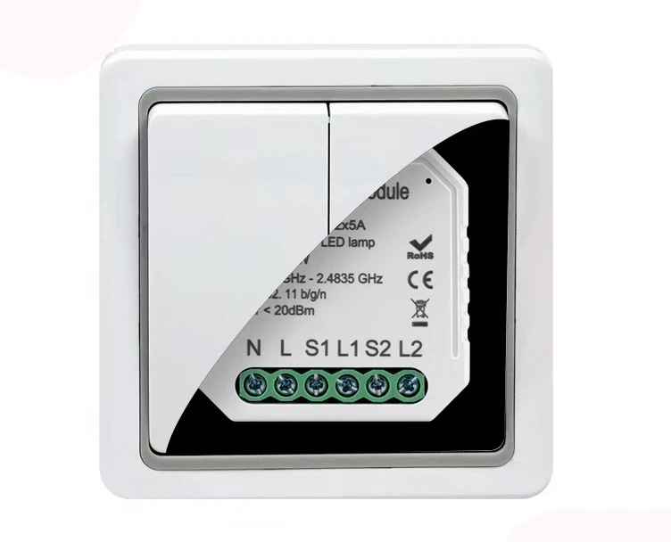 Tuya 2Gang 2 Way Wifi Smart Light LED Dimmer Switch Module For 2Lights