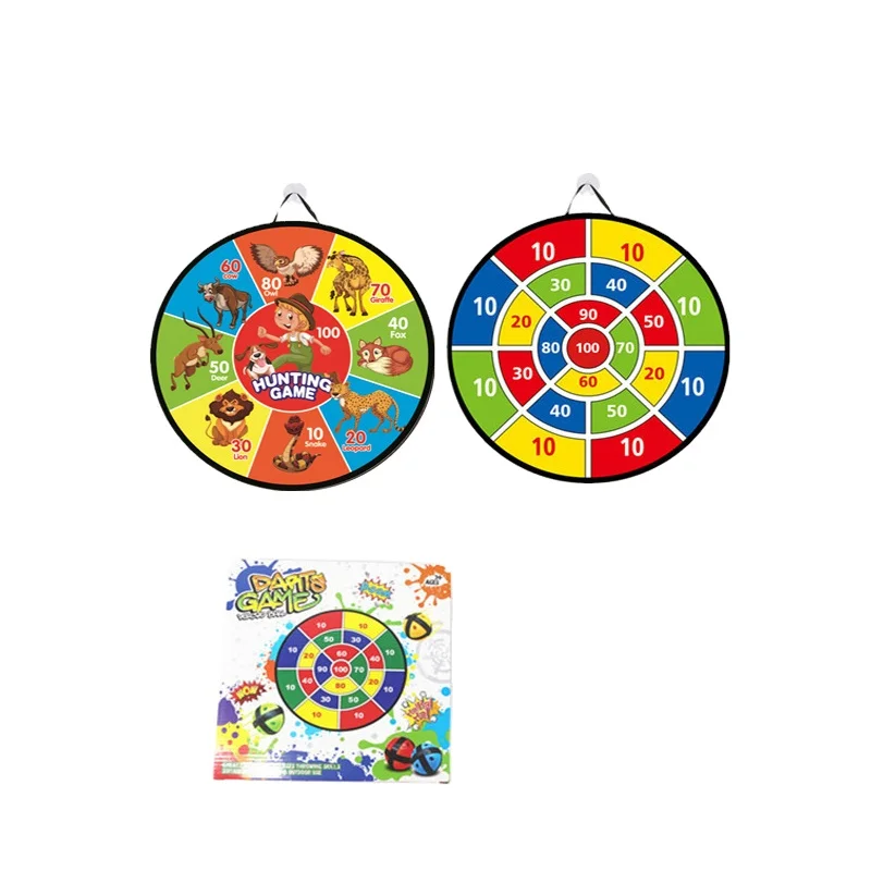 26 inches 2 IN 1 foldable Portable travel animal digital pattern dart board set game with 8 sticky balls for kids
