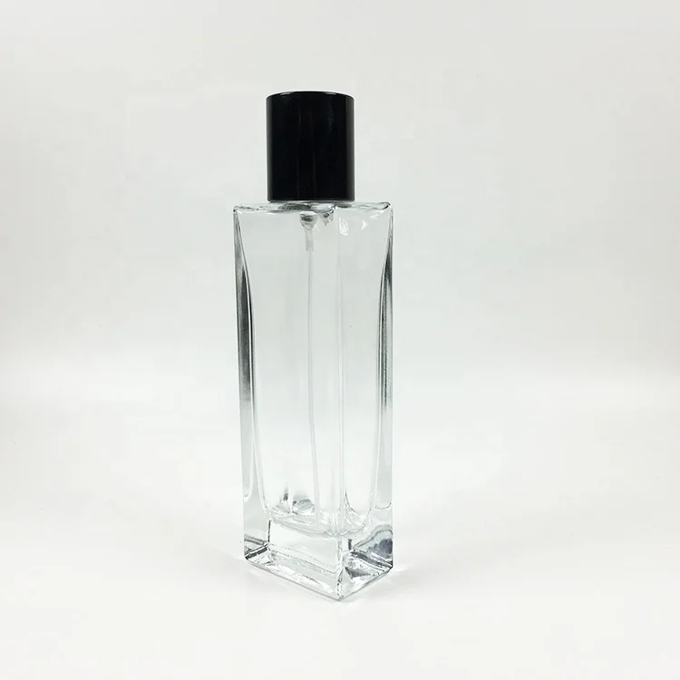 hot sale clear thin rectangle perfume bottle empty 50 ml wholesale dubai with black cap